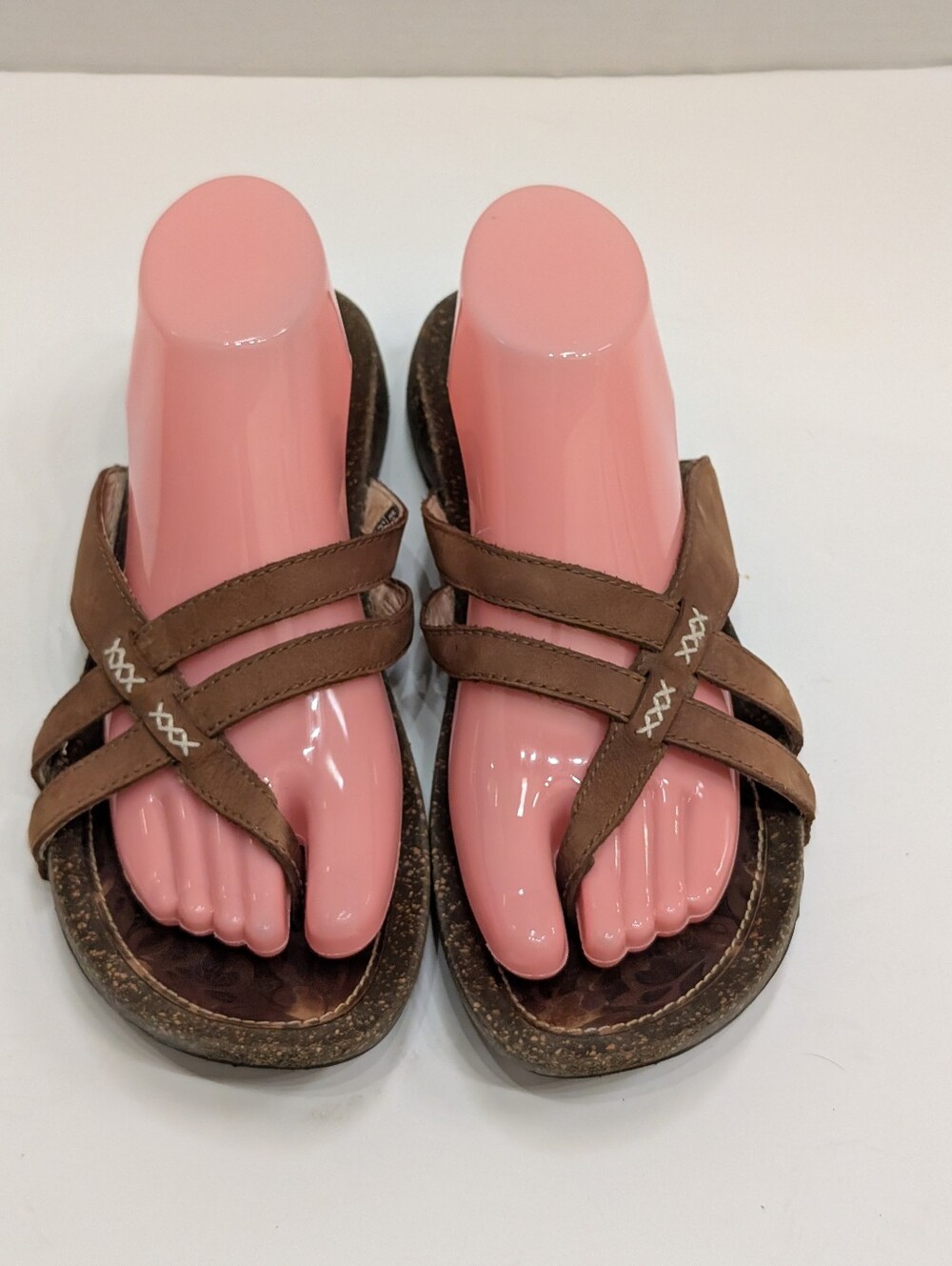Teva Women's 9.5 Conchita Wedge Brown Leather Thong Sandals Flip Flops